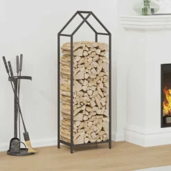 VIDAXL - Portant de bois chauffage noir 40x25x120 cm