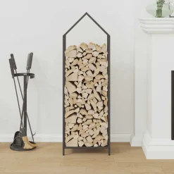 VIDAXL - Portant de bois chauffage noir 40x25x120 cm