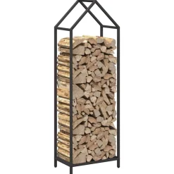 VIDAXL - Portant de bois chauffage noir 40x25x120 cm