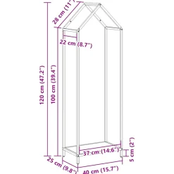 VIDAXL - Portant de bois chauffage noir 40x25x120 cm