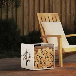 VIDAXL - Portant de bois chauffage blanc 40x40x40 cm