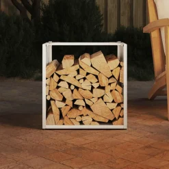 VIDAXL - Portant de bois chauffage blanc 40x40x40 cm