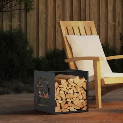 VIDAXL - Portant de bois chauffage noir 40x40x40 cm