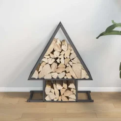 VIDAXL - Portant de bois chauffage noir 50x25x60 cm