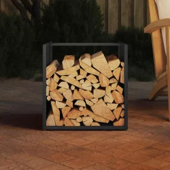 VIDAXL - Portant de bois chauffage noir 40x40x40 cm