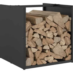 VIDAXL - Portant de bois chauffage noir 40x40x40 cm