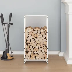 VIDAXL - Portant de bois chauffage blanc 40x30x80 cm