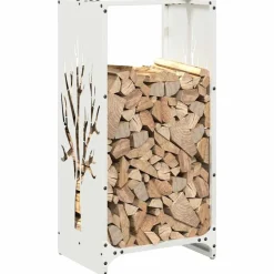 VIDAXL - Portant de bois chauffage blanc 40x30x80 cm