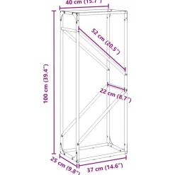 VIDAXL - Portant de bois chauffage anthracite 40x25x100 cm