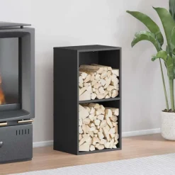 VIDAXL - Portant de bois chauffage noir 40x30x75 cm