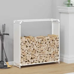 VIDAXL - Portant de bois chauffage blanc 90x28x90 cm