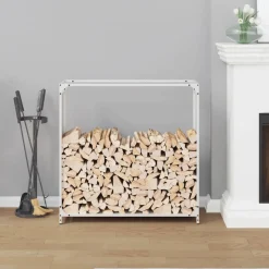 VIDAXL - Portant de bois chauffage blanc 90x28x90 cm