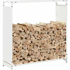 VIDAXL - Portant de bois chauffage blanc 90x28x90 cm