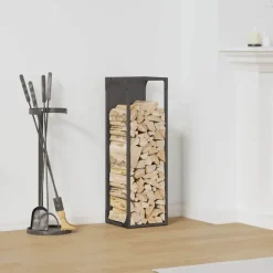 VIDAXL - Portant de bois chauffage noir 25x25x80 cm