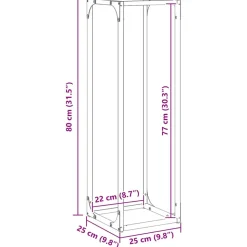 VIDAXL - Portant de bois chauffage noir 25x25x80 cm
