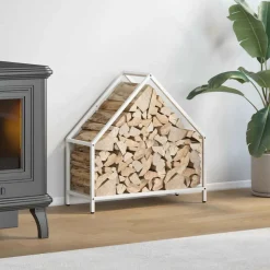 VIDAXL - Portant de bois chauffage blanc 60x25x60 cm