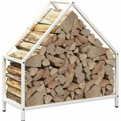 VIDAXL - Portant de bois chauffage blanc 60x25x60 cm