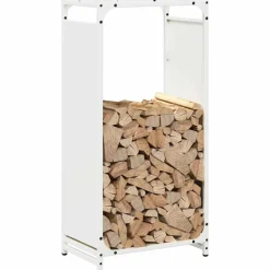 VIDAXL - Portant de bois chauffage blanc 44x28x90 cm