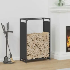 VIDAXL - Portant de bois chauffage noir 60x28x90 cm acier laminé à froid