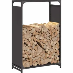 VIDAXL - Portant de bois chauffage noir 60x28x90 cm acier laminé à froid