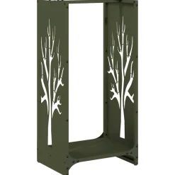 VIDAXL - Portant de bois chauffage vert olive 40x30x80 cm