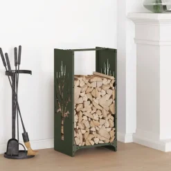 VIDAXL - Portant de bois chauffage vert olive 40x30x80 cm