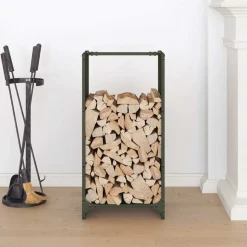 VIDAXL - Portant de bois chauffage vert olive 40x30x80 cm