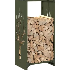 VIDAXL - Portant de bois chauffage vert olive 40x30x80 cm