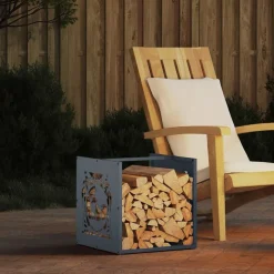 VIDAXL - Portant de bois chauffage anthracite 40x40x40 cm