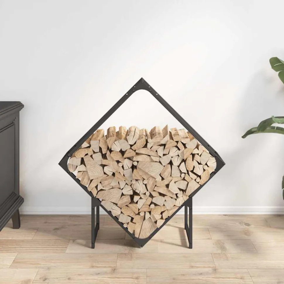 VIDAXL - Portant de bois chauffage noir 80x25x80 cm