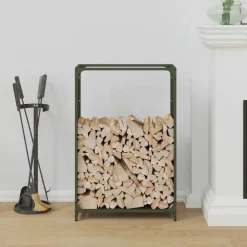 VIDAXL - Portant de bois chauffage vert olive 60x28x90 cm