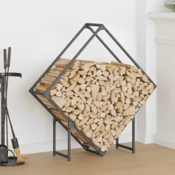 VIDAXL - Portant de bois chauffage anthracite 100x25x100 cm