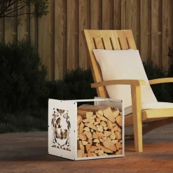 VIDAXL - Portant de bois chauffage blanc 40x40x40 cm