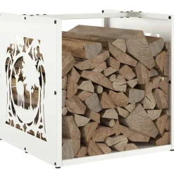 VIDAXL - Portant de bois chauffage blanc 40x40x40 cm