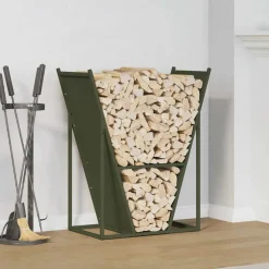VIDAXL - Portant de bois chauffage vert olive 69,5x35x81 cm