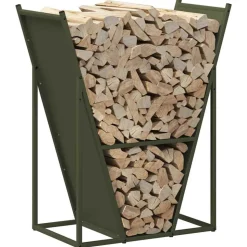VIDAXL - Portant de bois chauffage vert olive 69,5x35x81 cm