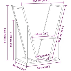 VIDAXL - Portant de bois chauffage vert olive 69,5x35x81 cm