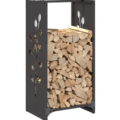 VIDAXL - Portant de bois chauffage noir 40x30x80 cm