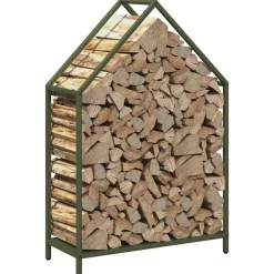 VIDAXL - Portant de bois chauffage vert olive 60x25x90 cm