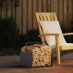 VIDAXL - Portant de bois chauffage noir 40x40x40 cm