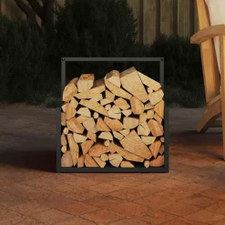VIDAXL - Portant de bois chauffage noir 40x40x40 cm