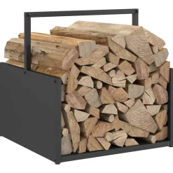 VIDAXL - Portant de bois chauffage noir 40x40x40 cm