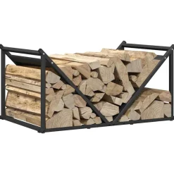 VIDAXL - Portant de bois chauffage noir 70x43x34,5 cm