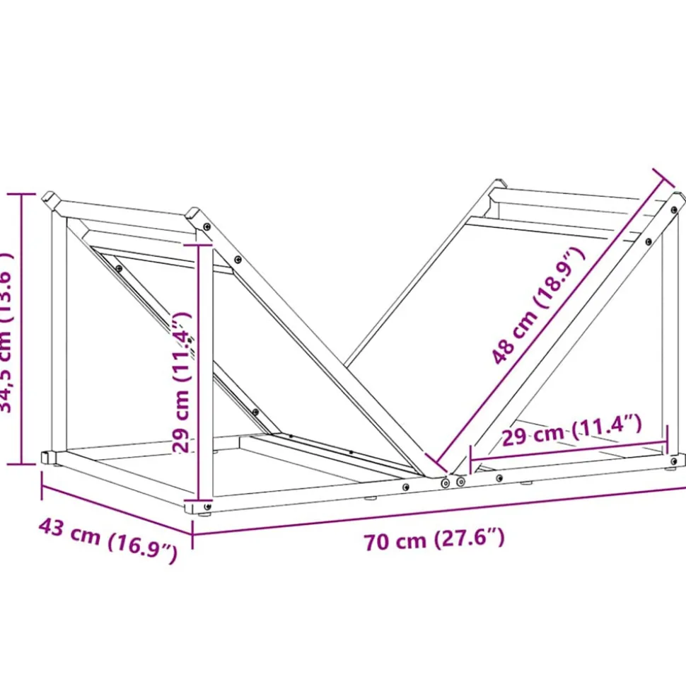 VIDAXL - Portant de bois chauffage noir 70x43x34,5 cm