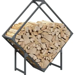 VIDAXL - Portant de bois chauffage anthracite 80x25x80 cm