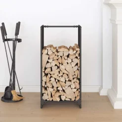 VIDAXL - Portant de bois chauffage noir 40x30x80 cm