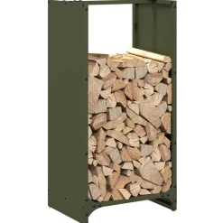 VIDAXL - Portant de bois chauffage vert olive 40x30x80 cm