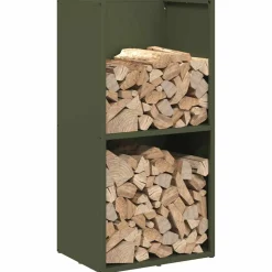 VIDAXL - Portant de bois chauffage vert olive 40x30x80 cm