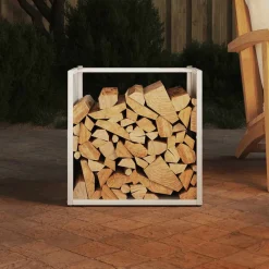 VIDAXL - Portant de bois chauffage blanc 40x40x40 cm