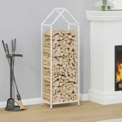 VIDAXL - Portant de bois chauffage blanc 40x25x120 cm